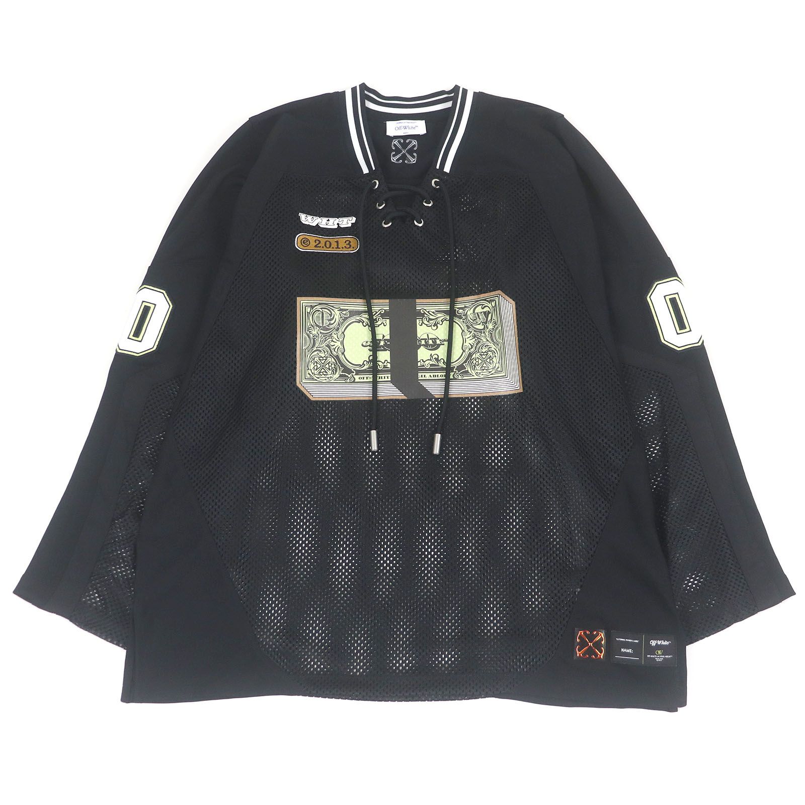 オフホワイト Ｔシャツ BANKNOTE MESH HOCKEY L/S TEE