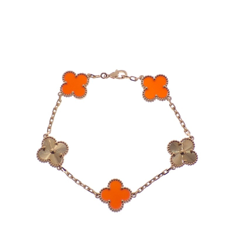 ヴァンクリーフ&アーペル Van Cleef & Arpels ヴィンテージアルハンブラ VCARP7RP00 ブレスレット K18ピンクゴールド ゴールド カーネリアン レディース【中古】【Aランク】