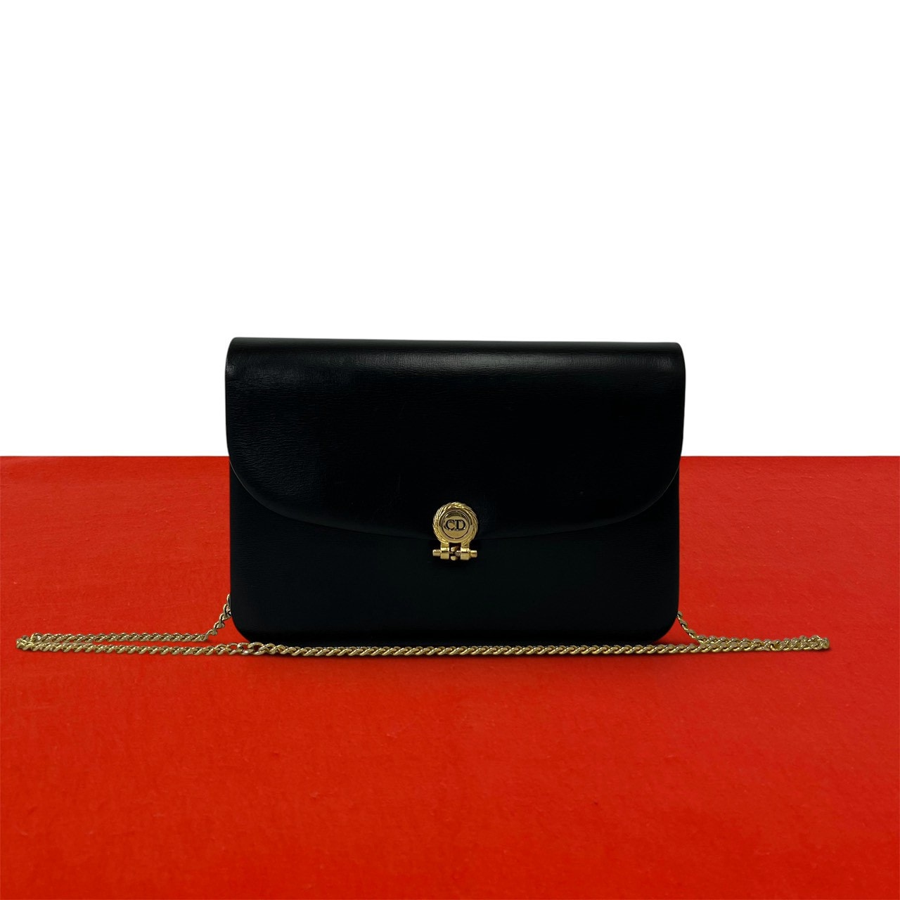 Christian Dior ディオール CD ロゴ 金具 レザー ショルダーバッグ ブラック
05106