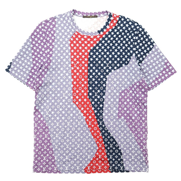 【極美品】LOUIS VUITTON ルイ・ヴィトン 半袖Tシャツ メンズ サイズ L LVモノグラム x スター 星 コットン100% 天竺編み プルオーバー クルーネック ショートスリーブ 丸首 半袖 カットソー トップス マルチカラー イタリア製