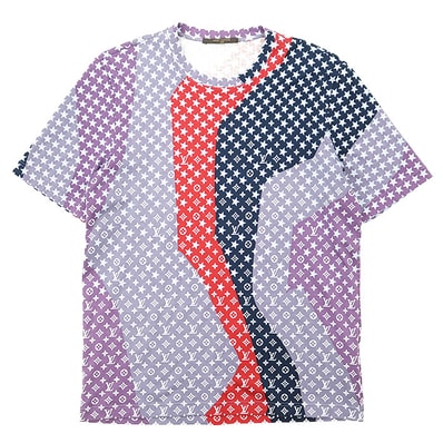 【極美品】LOUIS VUITTON ルイ・ヴィトン 半袖Tシャツ メンズ サイズ L LVモノグラム x スター 星 コットン100% 天竺編み プルオーバー クルーネック ショートスリーブ 丸首 半袖 カットソー トップス マルチカラー イタリア製
