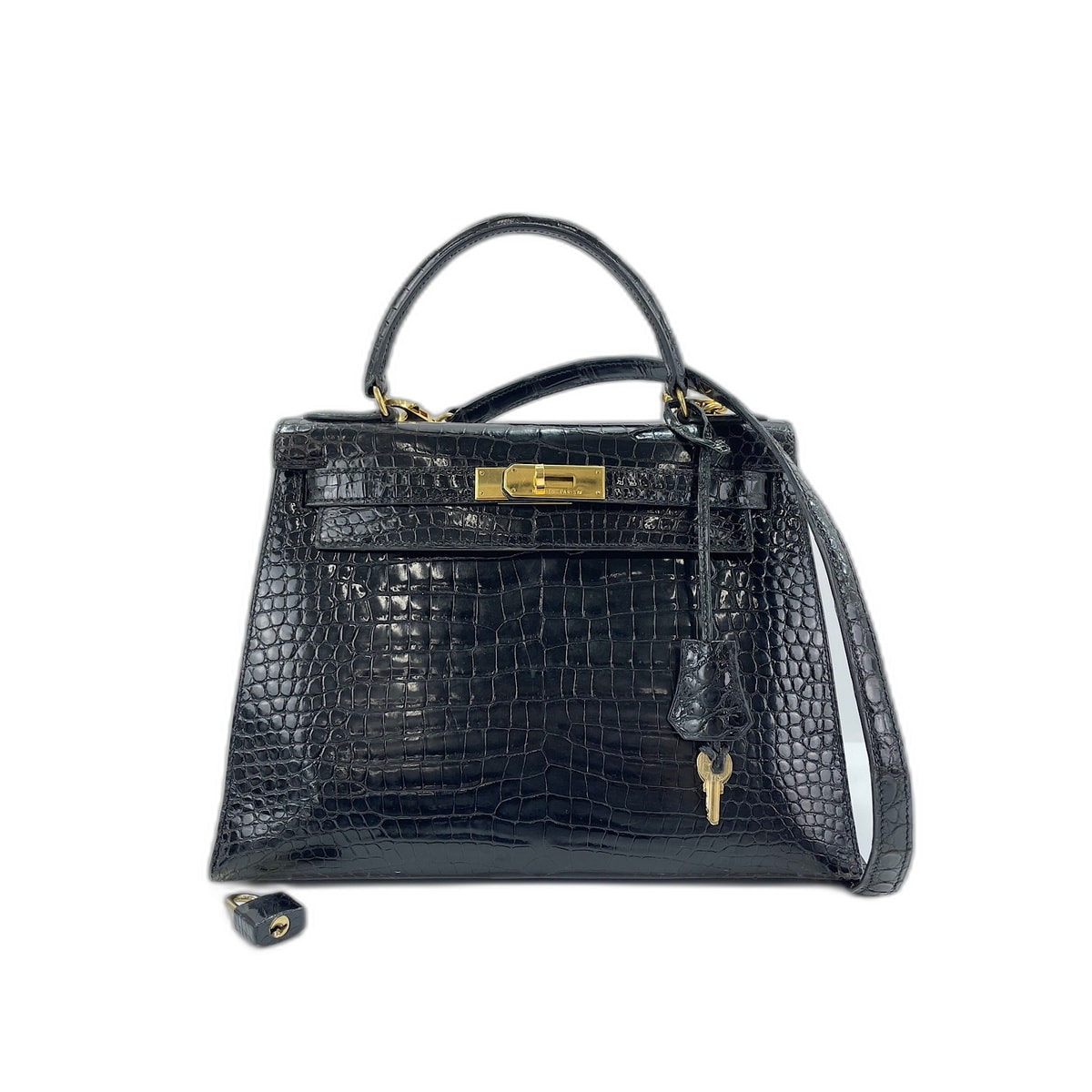 エルメス HERMES ケリー □A刻印 ゴールド金具 クロコダイルレザー ハンドバッグ ポロサス【中古】