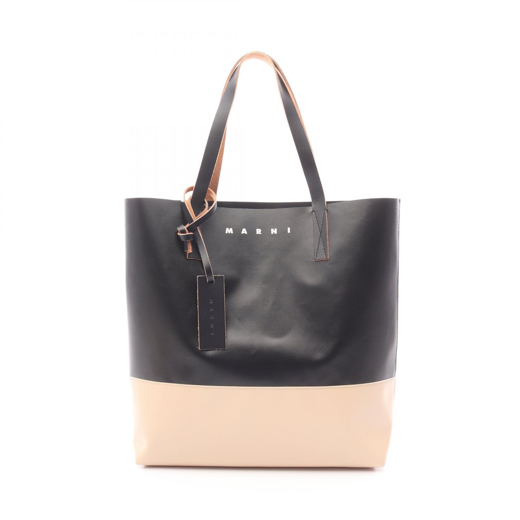 マルニ MARNI TRIBECA トライベッカ トートバッグ バッグ PVCコーティングキャンバス レザー メンズ レディース ブラック系 / ベージュ系 SHMPD0081AO 【中古】