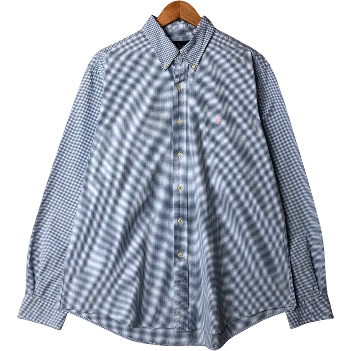 古着 ラルフローレン Ralph Lauren CUSTOM FIT ギンガムチェック 長袖 ボタンダウンチェックシャツ メンズXL相当/eaa575393