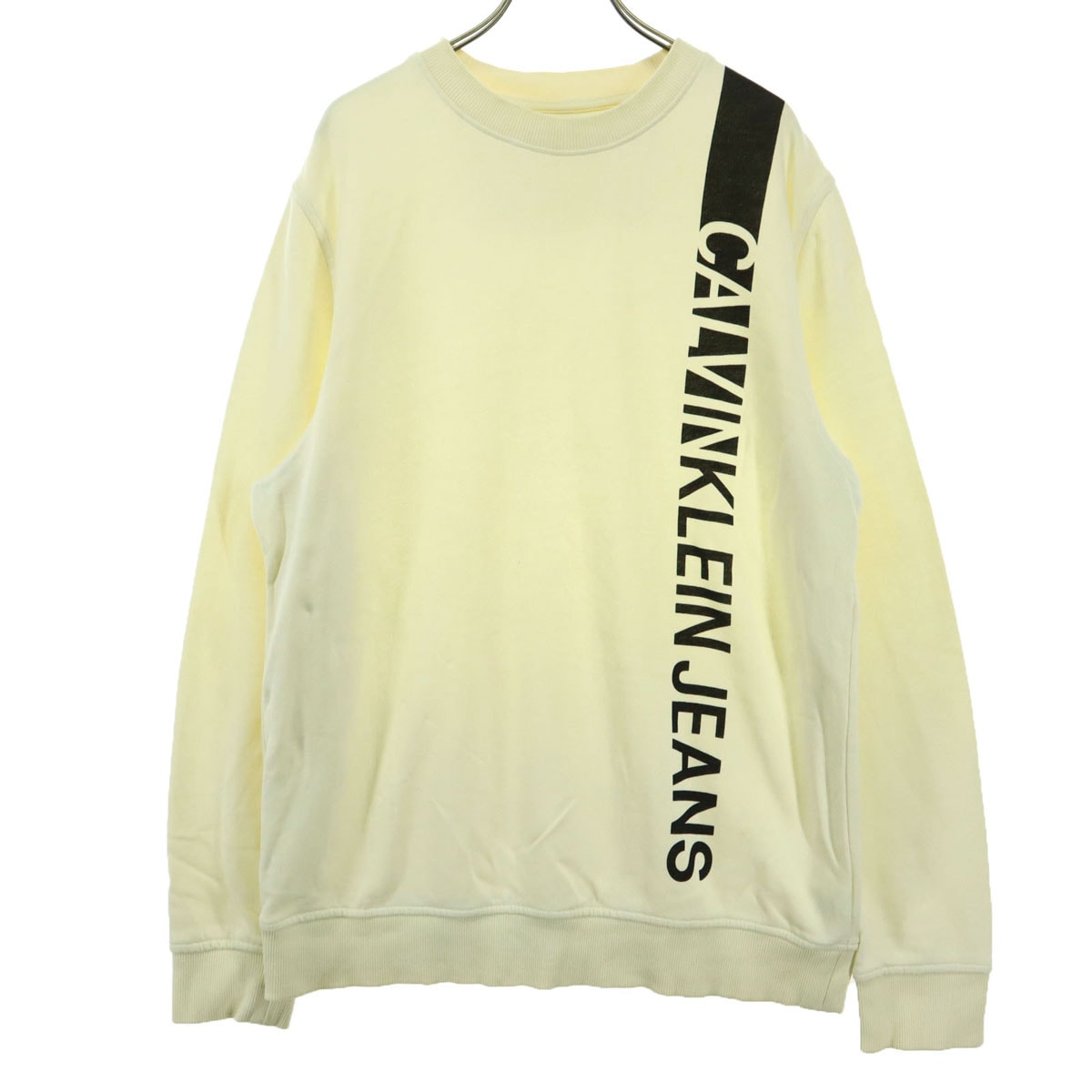 Calvin klein Jeans カルバンクラインジーンズ ロゴプリント 長袖 トレーナー M アイボリー