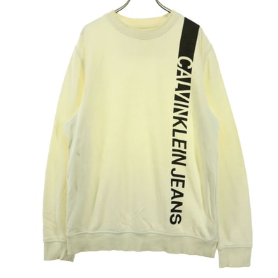 Calvin klein Jeans カルバンクラインジーンズ ロゴプリント 長袖 トレーナー M アイボリー