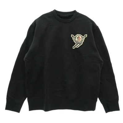 MONCLER モンクレール スウェット 24AW J20918G00016 スキーロゴ クルーネック 長袖スウェットトレーナー ブラック系 XXL【中古】