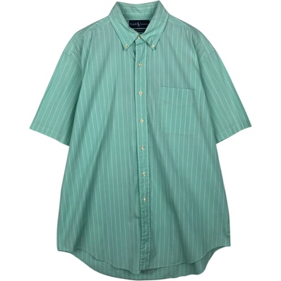 古着 ラルフローレン Ralph Lauren CLASSIC FIT 半袖 ボタンダウン ストライプシャツ メンズL相当/eaa495223