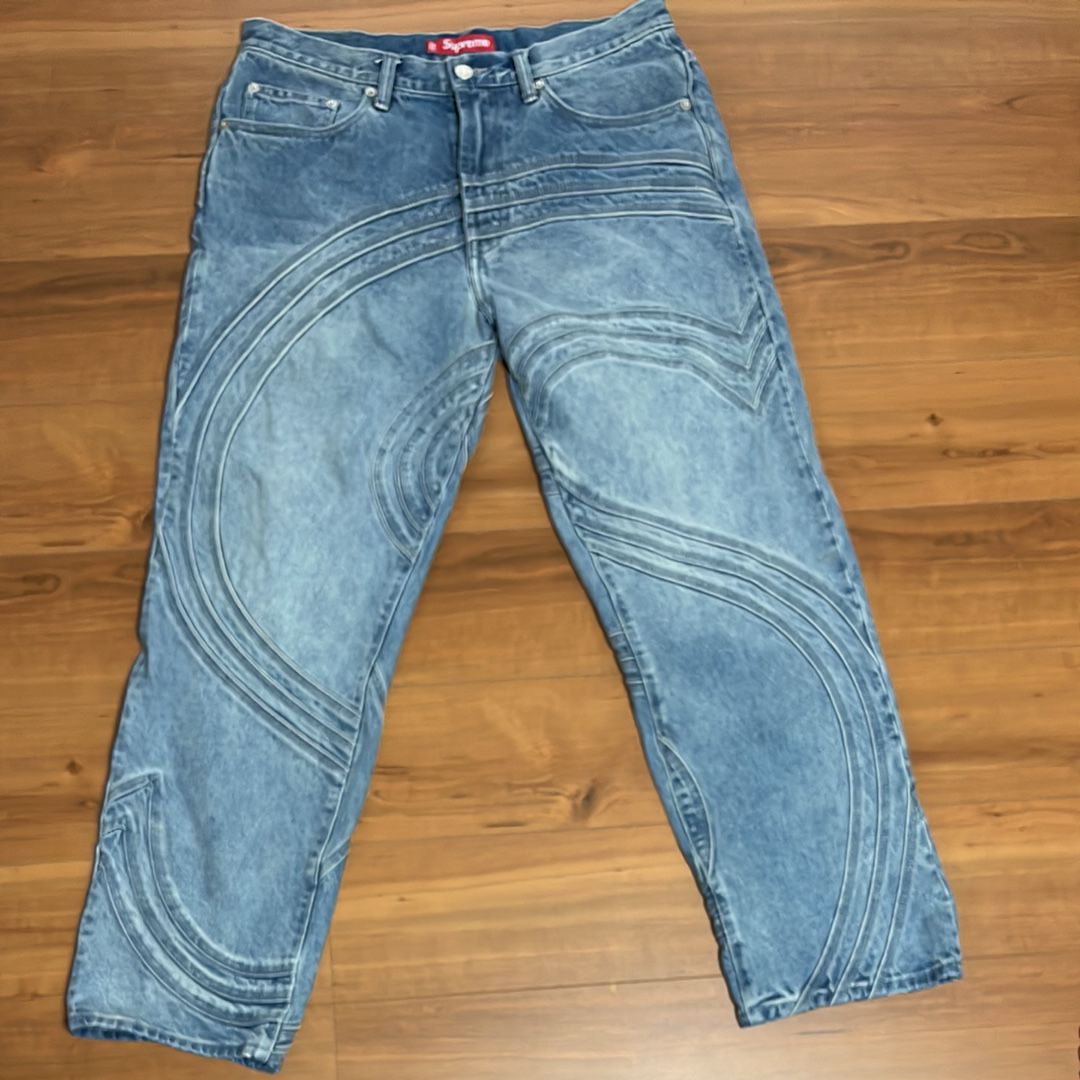 Supreme S Logo Loose Fit Jean "Washed Blue"