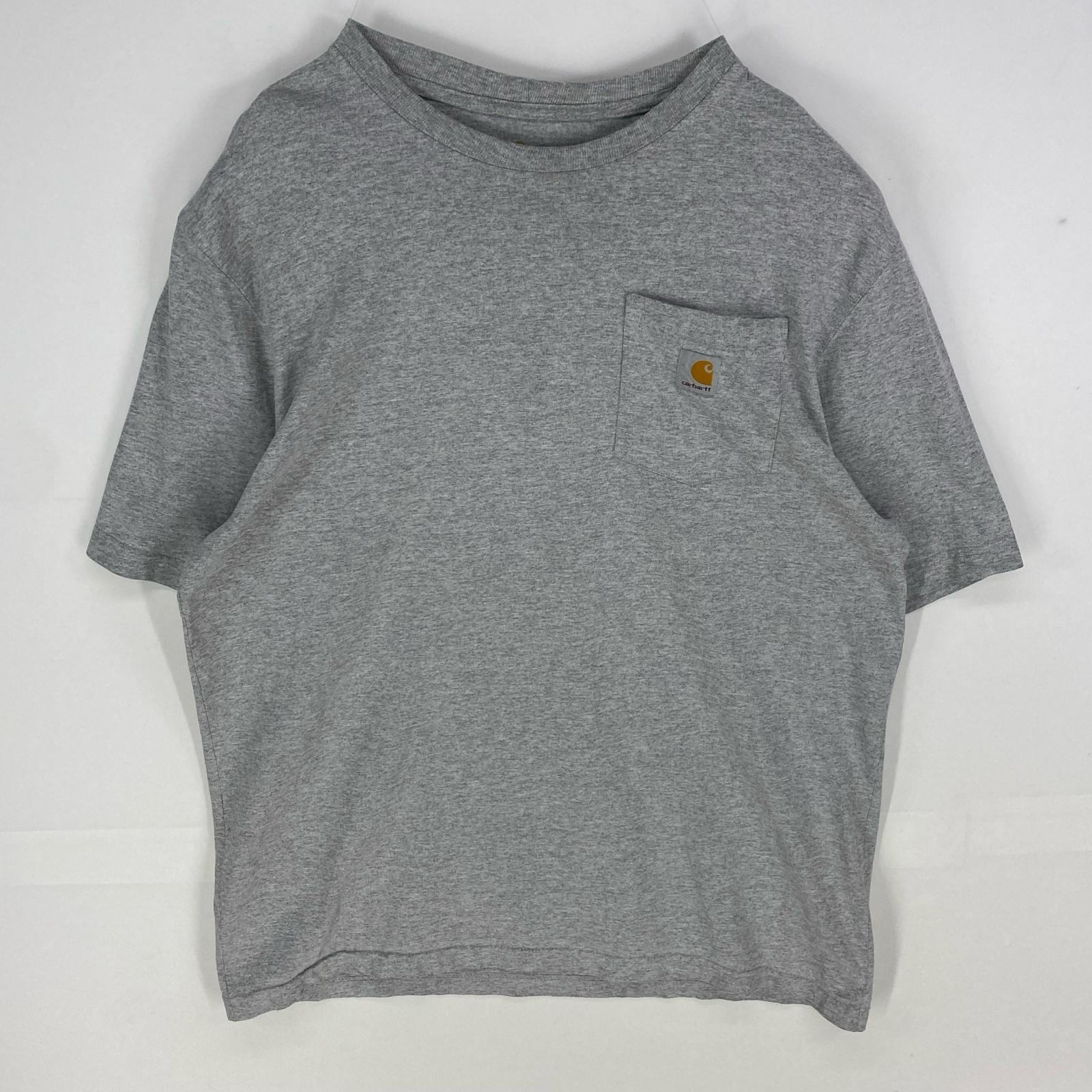 古着 カーハート Carhartt 半袖Tシャツ ワンポイント 胸ポケット クルーネック ショートスリーブ L  グレー系 メンズ