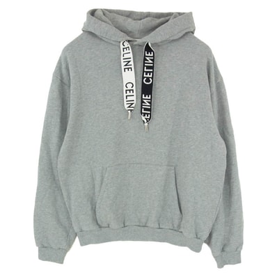 CELINE セリーヌ 2Y468670Q Loose Hoodie コットンフリース ルーズ フーディー プルオーバー パーカー グレー系 L【中古】