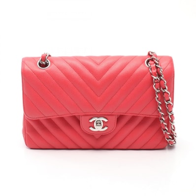 シャネル CHANEL マトラッセ Wフラップ ショルダーバッグ バッグ キャビアスキン(グレインドカーフ) レディース レッド系 A01113 【中古】