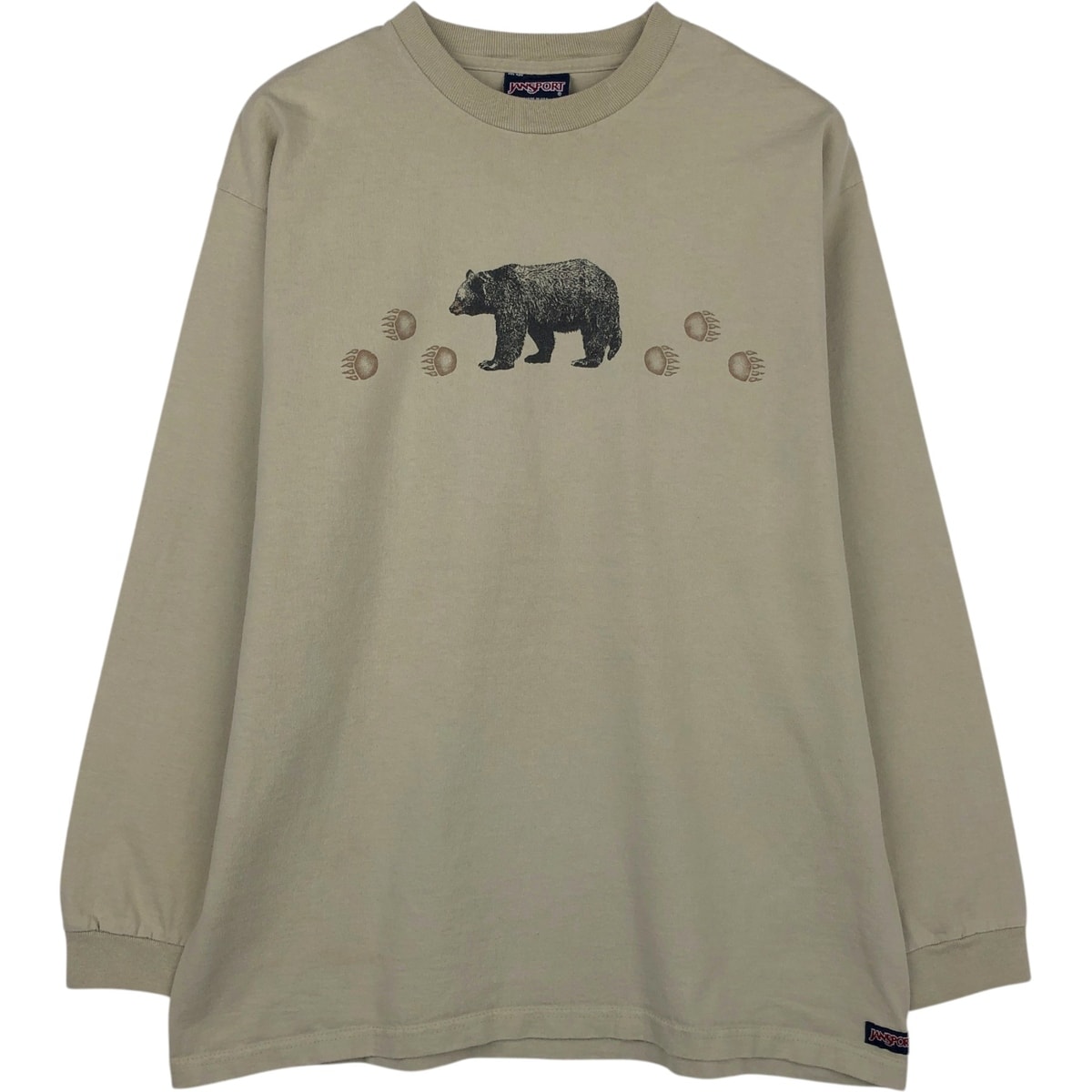 古着 90年代 ジャンスポーツ JANSPORT クマ柄 ロングTシャツ ロンT USA製 メンズL相当 ヴィンテージ/eaa630667