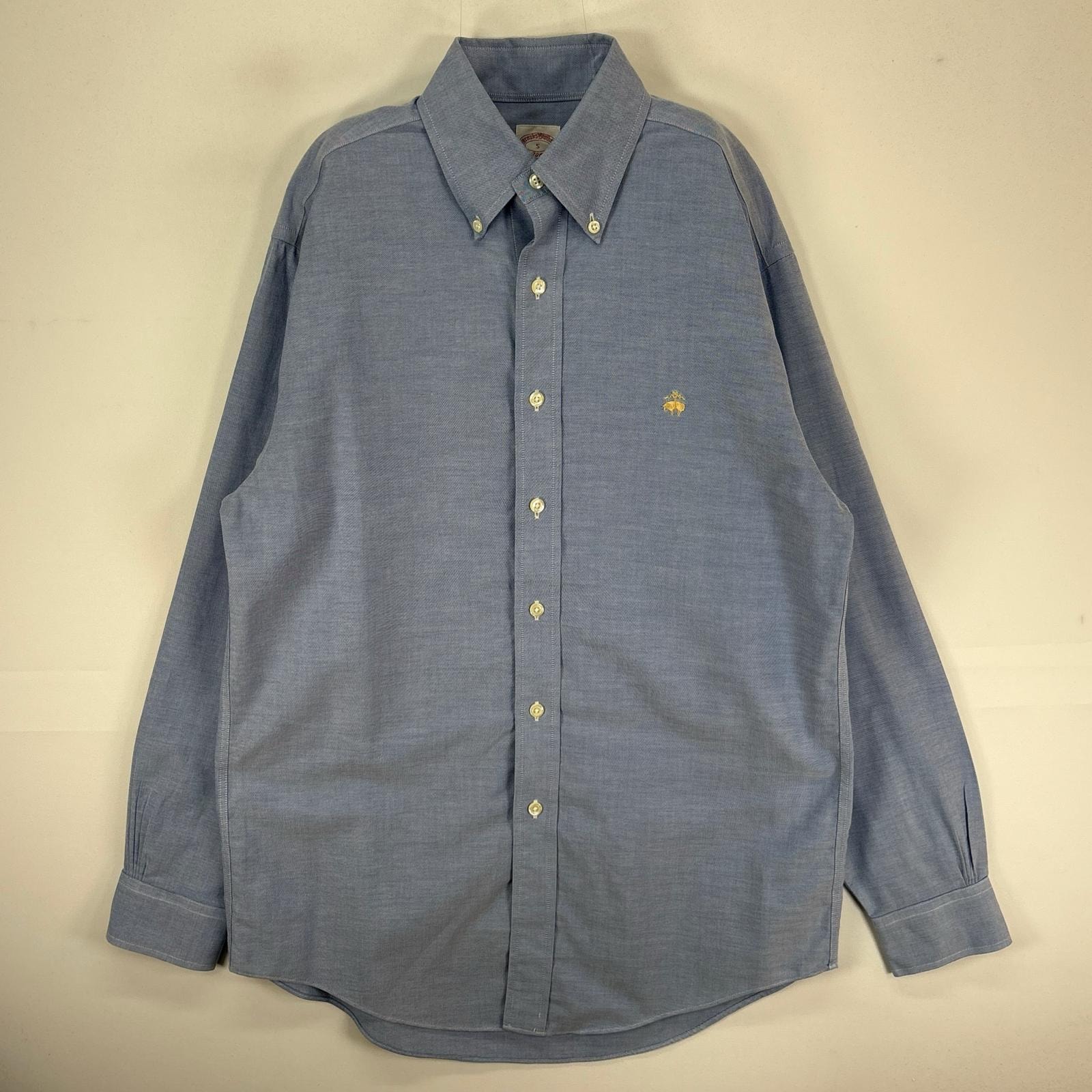 古着 ブルックスブラザーズ Brooks Brothers 長袖シャツ ボタンダウン ワンポイント M  ブルー系 無地 メンズ