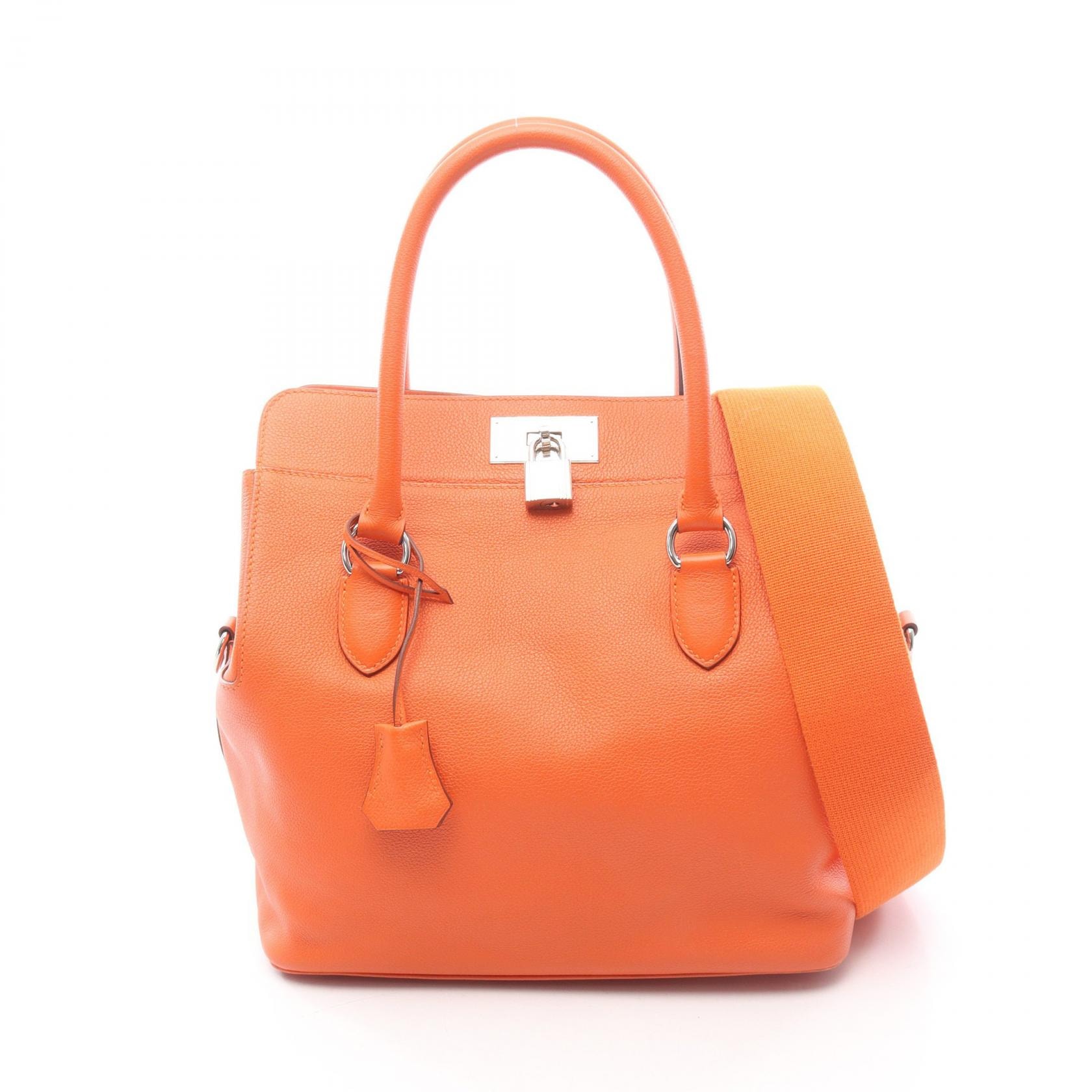 エルメス HERMES ツールボックス26 ハンドバッグ バッグ レザー エバーカラー オレンジ □R刻印(2014年製造) レディース オレンジ系 【中古】