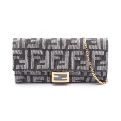 フェンディ FENDI バゲットウォレットオンチェーン FFジャカード ショルダーバッグ バッグ デニム レザー レディース ネイビー系 8M0365AUT4F1UJ5 【新品】