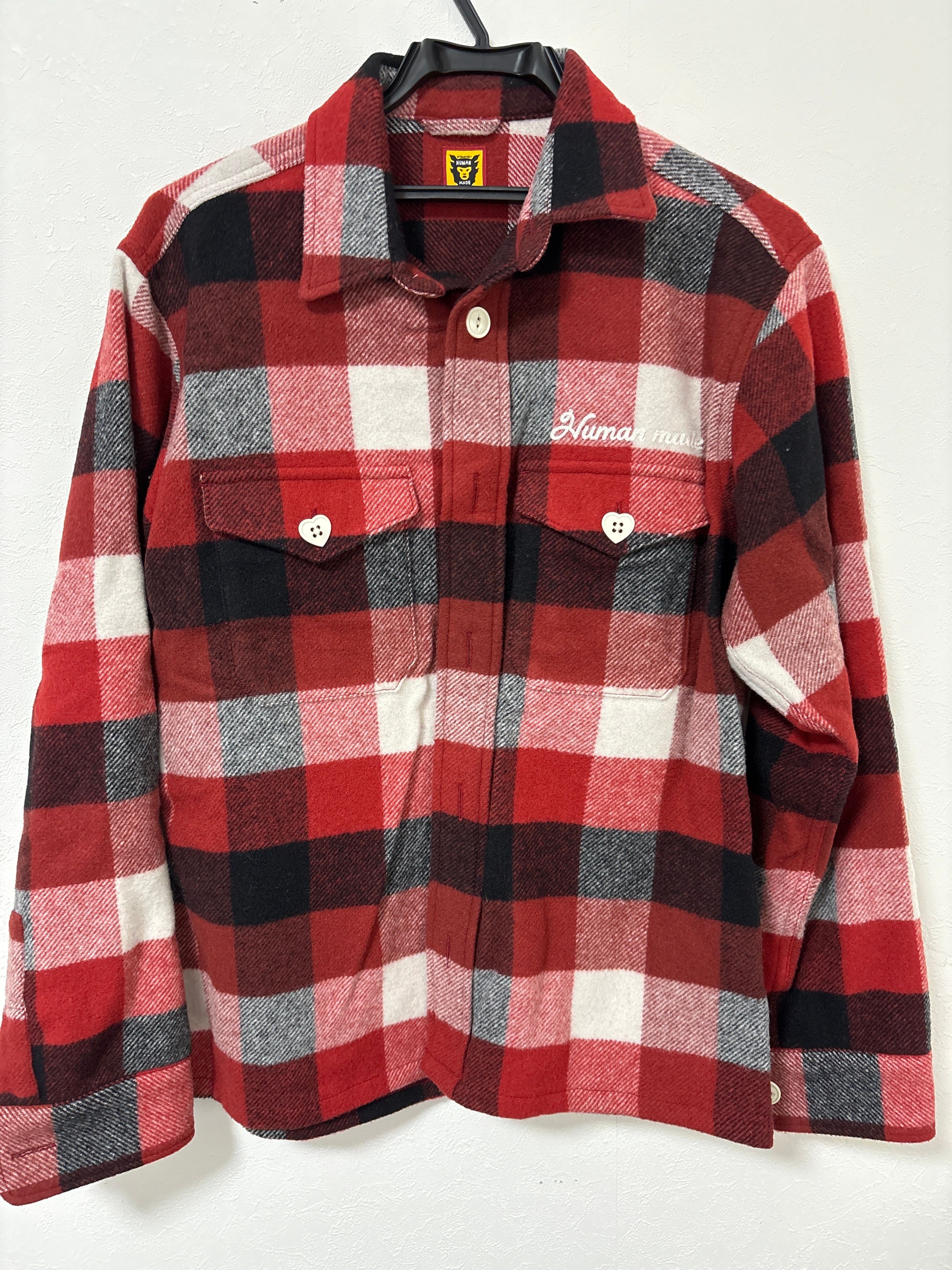 HUMAN MADE Wool Beaverblock Check Shirt "Red"