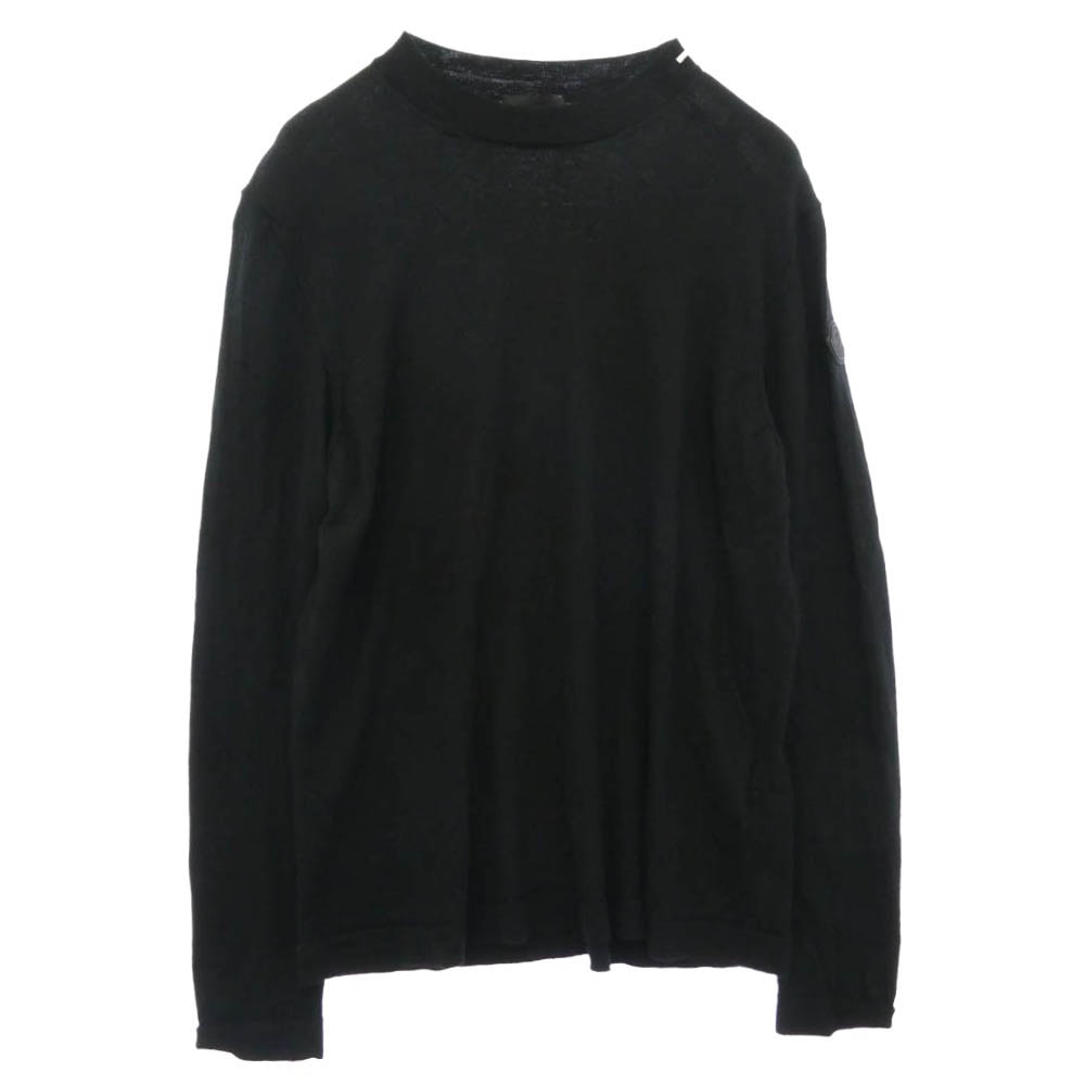 MONCLER モンクレール 22AW H20919C00029 ロゴ ワッペン ハイゲージ ウール クルーネック ニットセーター ブラック系 L【中古】
