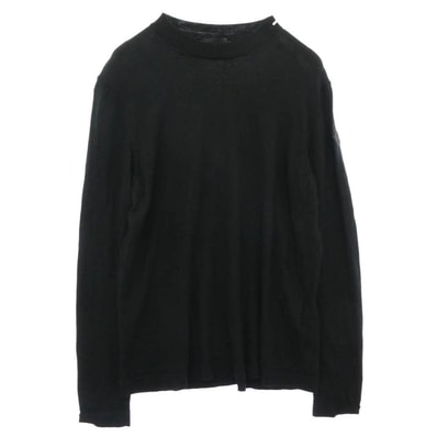 MONCLER モンクレール 22AW H20919C00029 ロゴ ワッペン ハイゲージ ウール クルーネック ニットセーター ブラック系 L【中古】