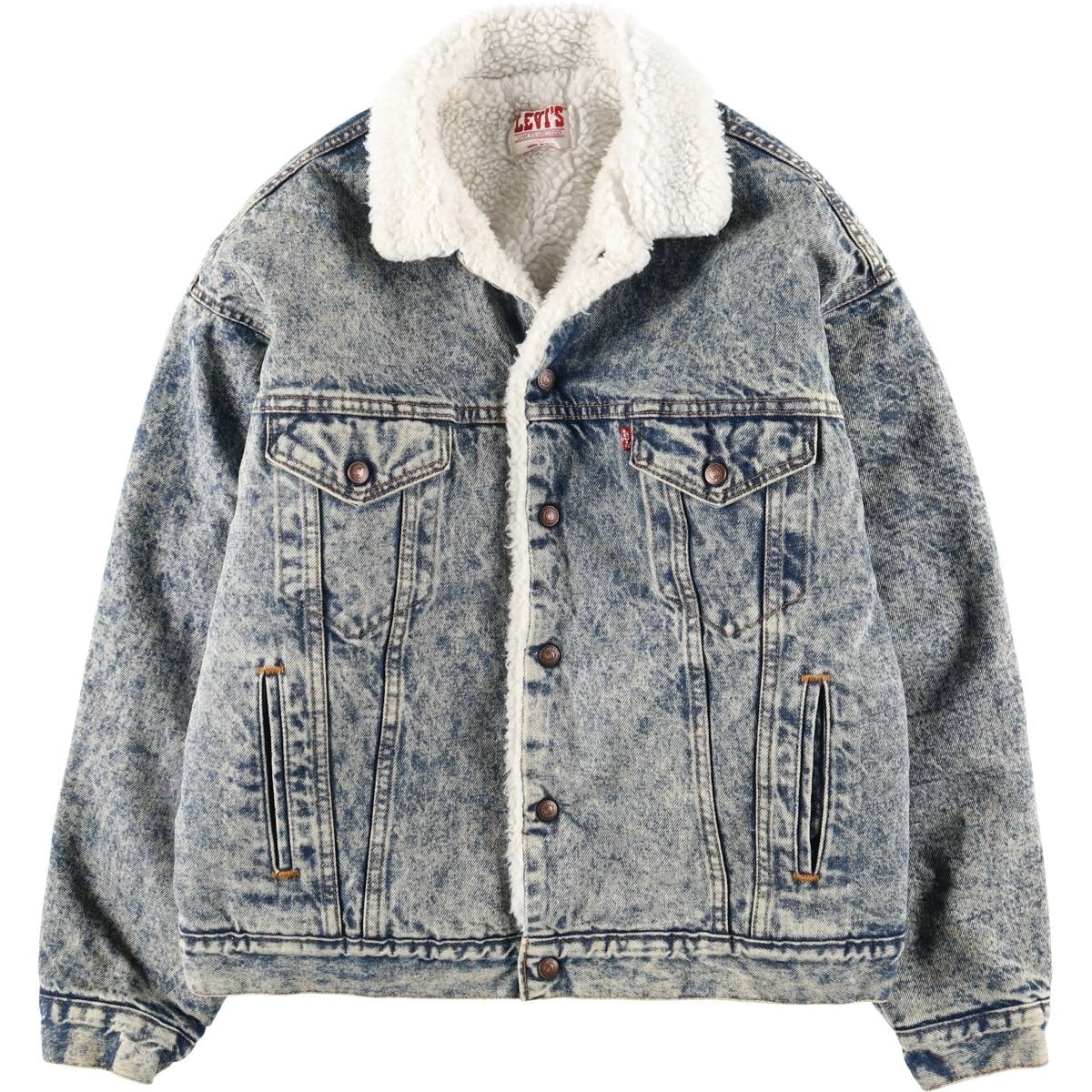 古着 80~90年代 リーバイス Levi's 70609-0219 ケミカルウォッシュ 中綿入り デニムボアジャケット USA製 メンズL相当/eaa478084