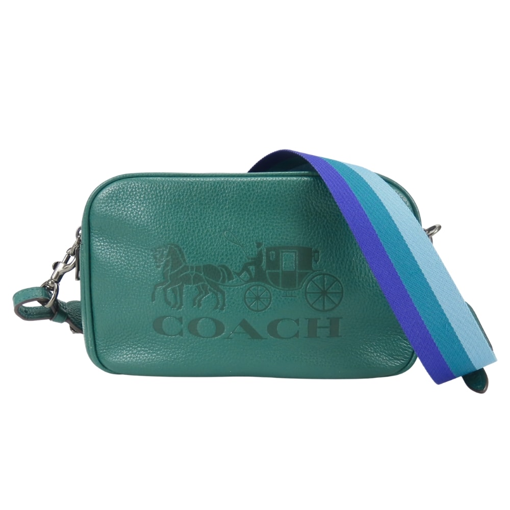 【中古】 コーチ ショルダーバッグ ホースアンドキャリッジ F75818 レザー グリーン系 パープル ブルー 2WAY 斜め掛け カジュアル 普段使い レディース 女性 COACH