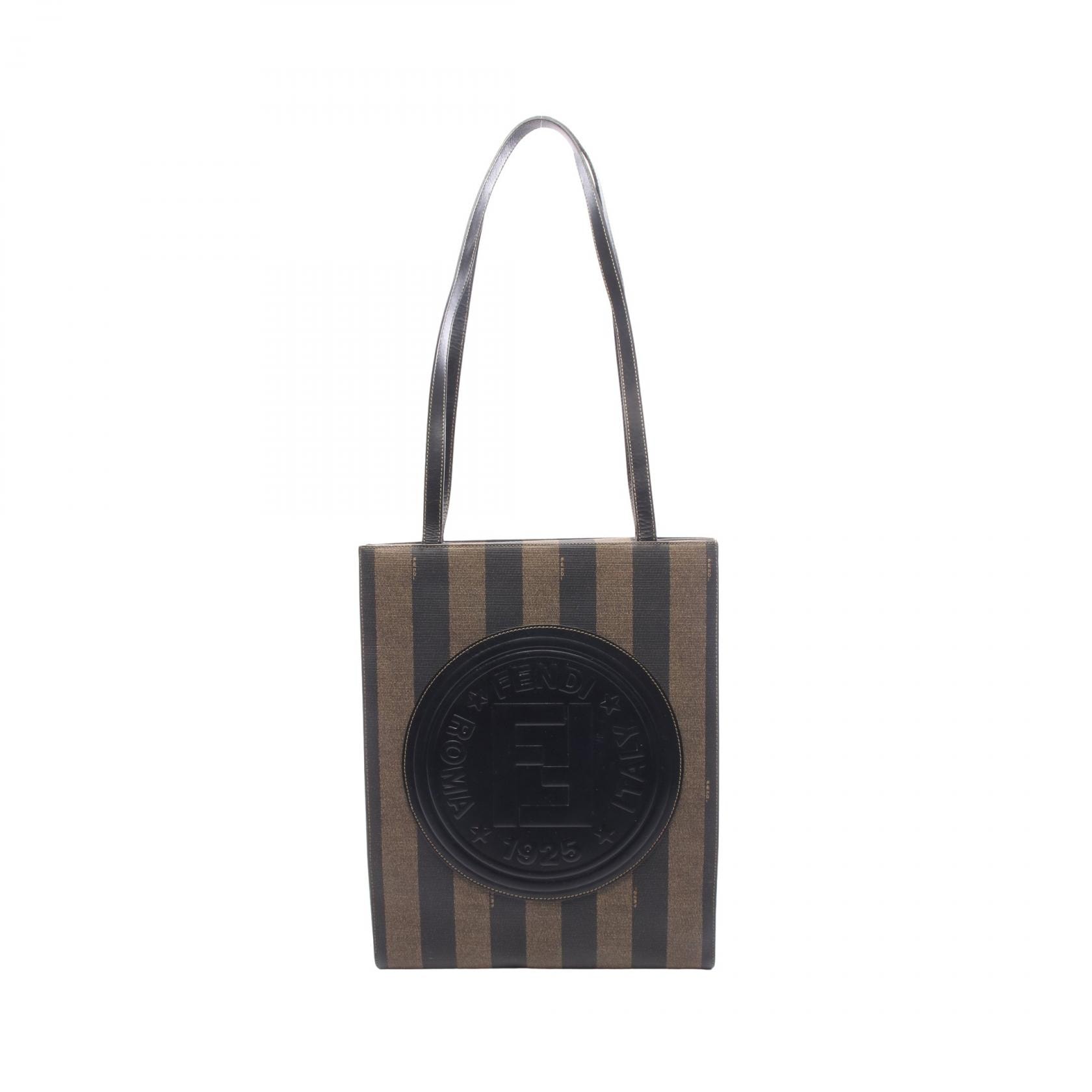 フェンディ FENDI ペカン トートバッグ バッグ PVCコーティングキャンバス レザー レディース ブラウン系 / ブラック系 【中古】
