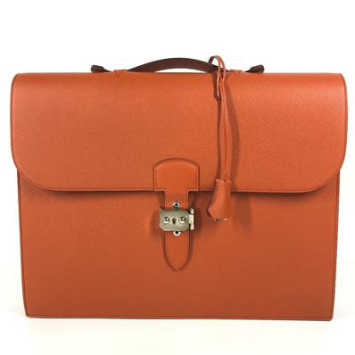 エルメス HERMES サックアデペッシュ 38 サックアデペッシュ38 トートバッグ 肩掛け ハンドバッグ 書類バッグ ビジネスバッグ エプソン T刻 オレンジ 美品
