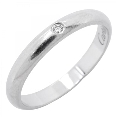 【6jdb0427-05】カルティエ リング クラシック 1PD Pt950 プラチナ ダイヤモンド #49【中古】レディース