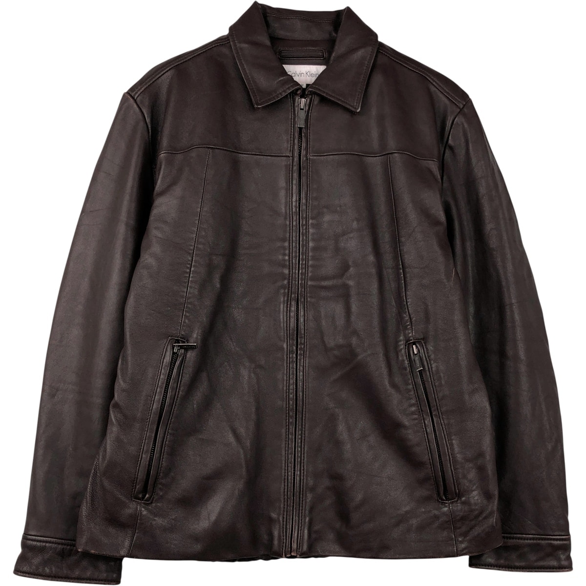 古着 カルバンクライン Calvin klein スイングトップタイプ レザーブルゾン メンズM相当/eaa614160