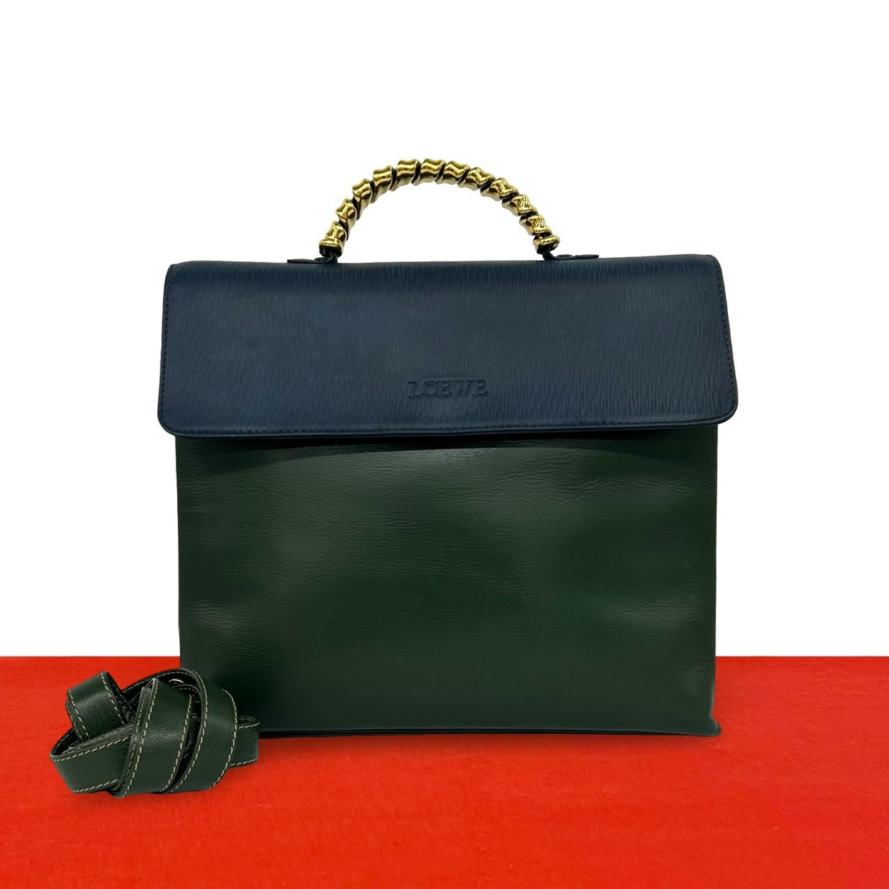 LOEWE ロエベ ベラスケス レザー ショルダーバッグ グリーン
 26934