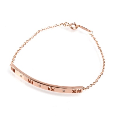 TIFFANY&Co. ティファニー K18PG ピンクゴールド アトラス ブレスレット ダイヤモンド 4.1g レディース【中古】
