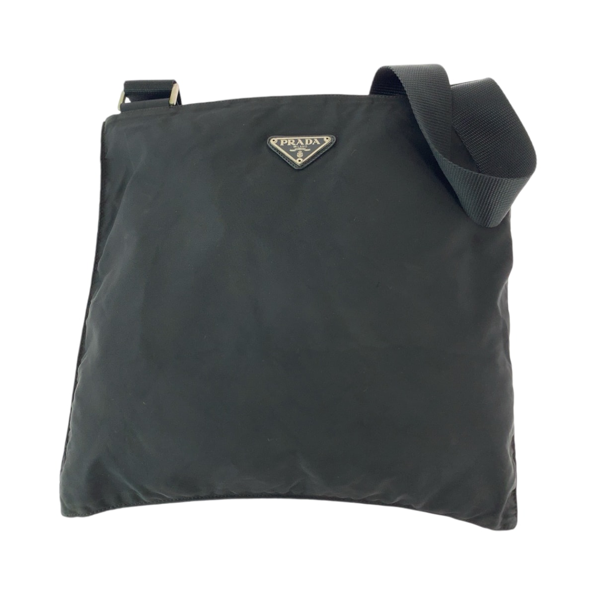 美品 PRADA プラダ テスート 三角ロゴプレート ブラック 黒 シルバー金具 ナイロン ショルダーバッグ メッセンジャーバッグ 503721 【中古】
