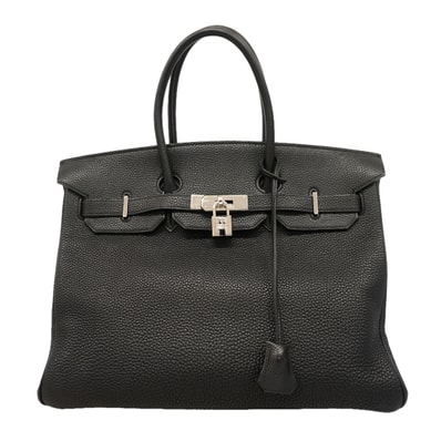 ★SALE【6hc2587-h】エルメス ハンドバッグ バーキン35 トゴ ブラック シルバー金具 □H刻印【中古】レディース