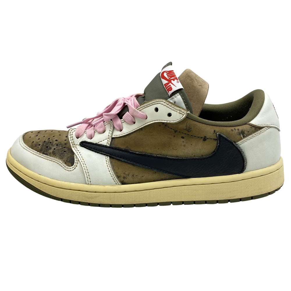 NIKE ナイキ DM7866-200 【フェイクバスターズ鑑定済】× TRAVIS SCOTT AIR JORDAN 1 LOW OG SP Reverse Olive トラヴィススコット エアジョーダン1 ロー OG SP リバースオリーブ 【中古】
