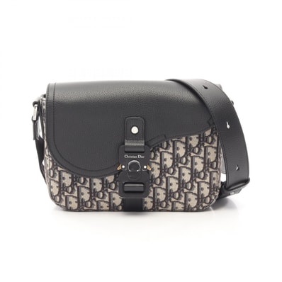 ディオール Dior SADDLE サドル オブリーク ショルダーバッグ バッグ キャンバス レザー メンズ ネイビー系 / ベージュ系 / ブラック系 1ADPO049YKS_H27E 【中古】