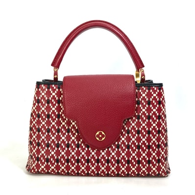 ルイヴィトン LOUIS VUITTON カプシーヌPM M42926 プレーティング LVシグネチャー 2WAYバッグ カバン ハンドバッグ レザー ルビー レッド