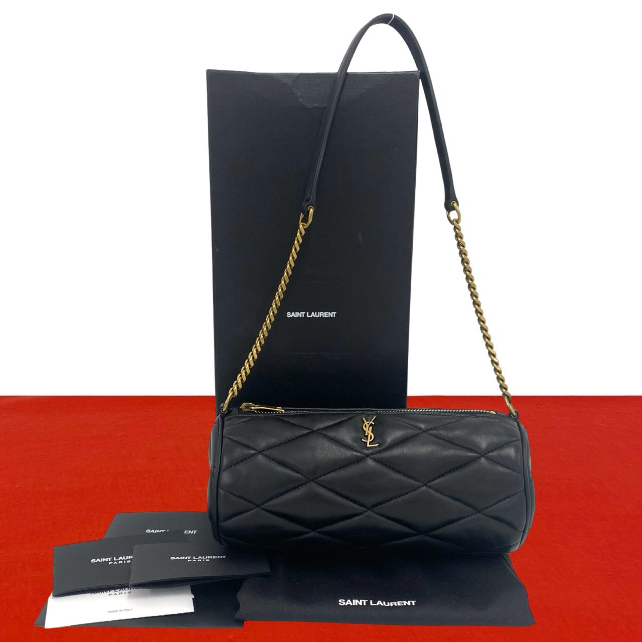 SAINT LAURENT PARIS サンローランパリ サド ミニチューブ YSL ロゴ 金具 ラムスキン ショルダーバッグ ブラック
 86834