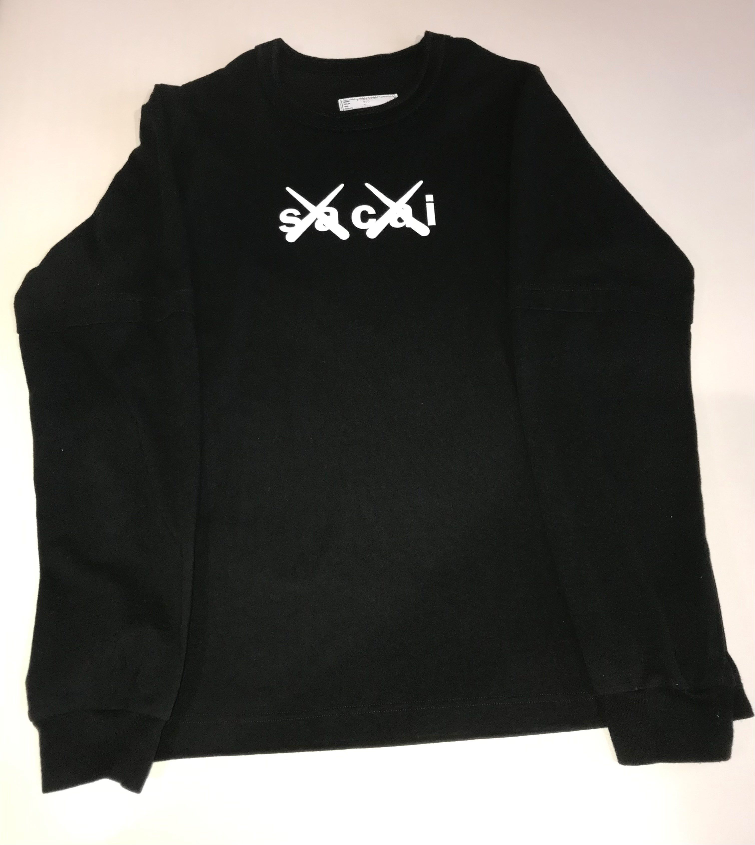 sacai KAWS Flock Print Long Sleeve T-shirt "Black"