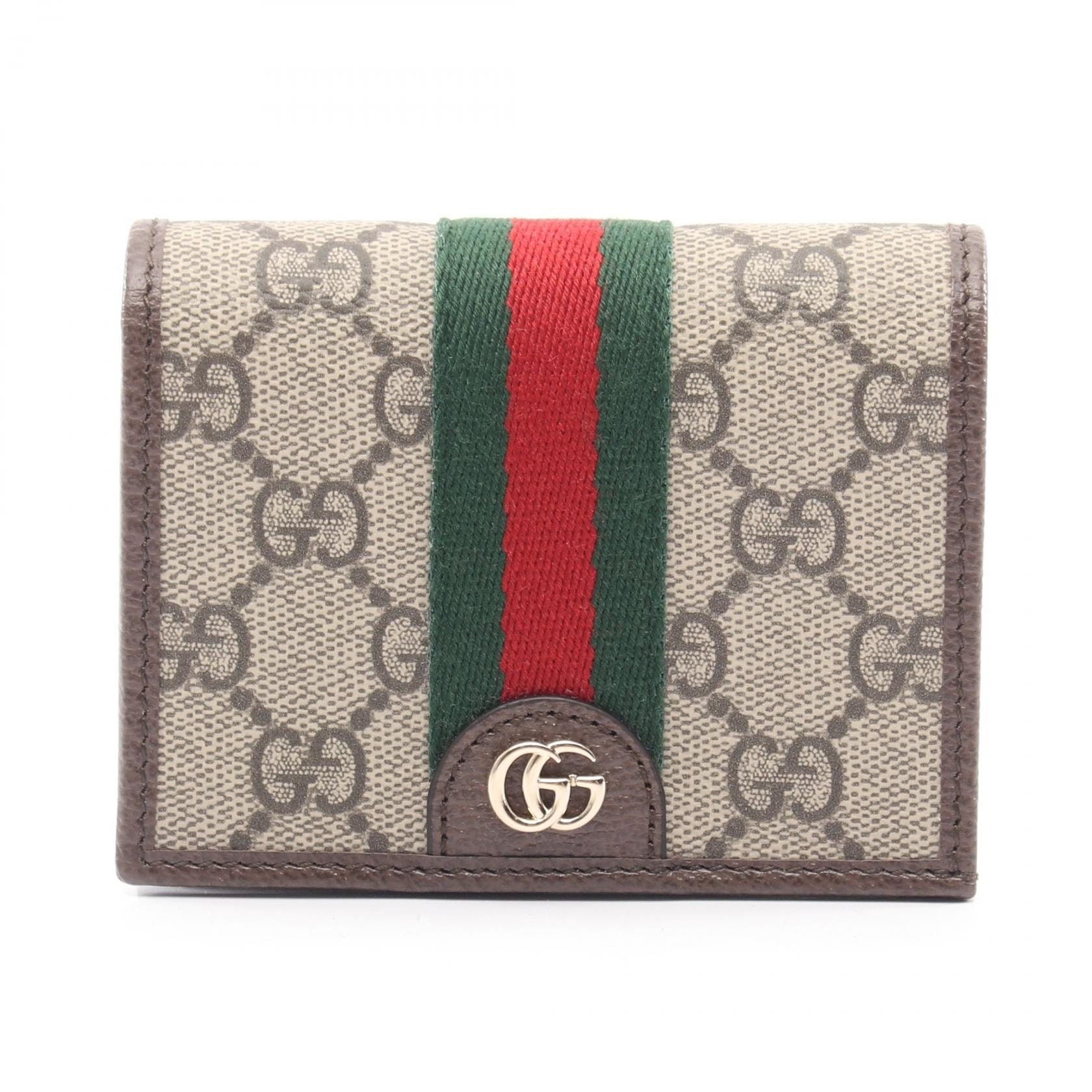 グッチ GUCCI オフィディア シェリーライン GGスプリーム 二つ折り財布 財布 レザー PVC レディース ベージュ系 / ブラウン系 / マルチカラー 838487FAE0L9746 【新品】