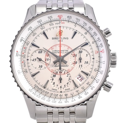 値下 ブライトリング BREITLING AB0131 ナビタイマー モンブリラン01 クロノグラフ デイト 自動巻き メンズ 美品 R#146410