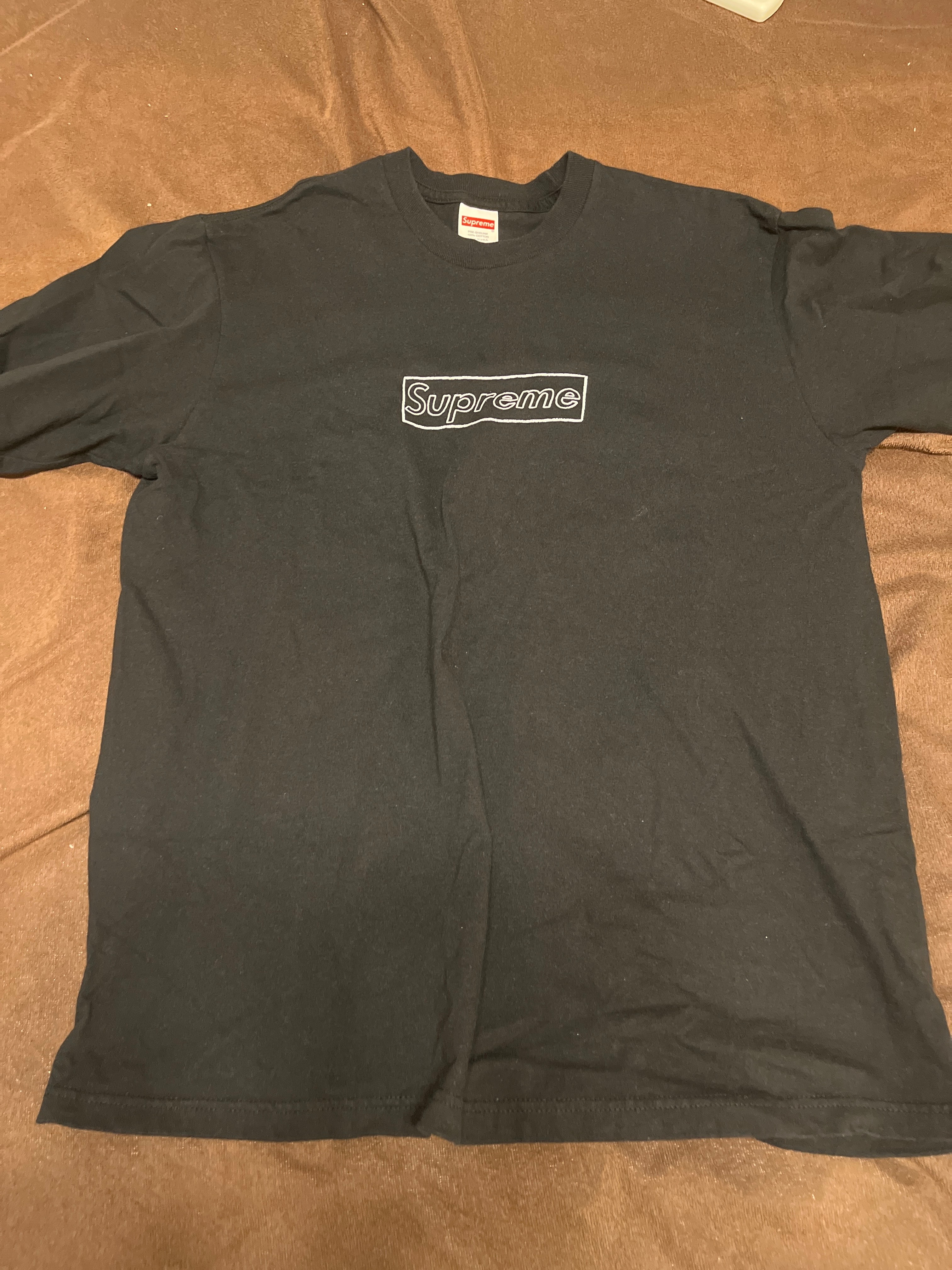 Supreme KAWS Chalk Logo Tee "Black"