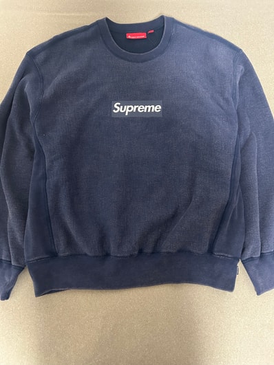 Supreme Washed Box Logo Crewneck "Navy"