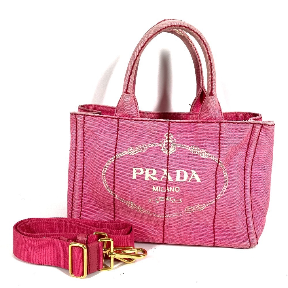 プラダ PRADA ロゴ カナパ MINI ミニ カバン 斜め掛け トートバッグ ハンドバッグ ショルダーバッグ キャンバス ピンク