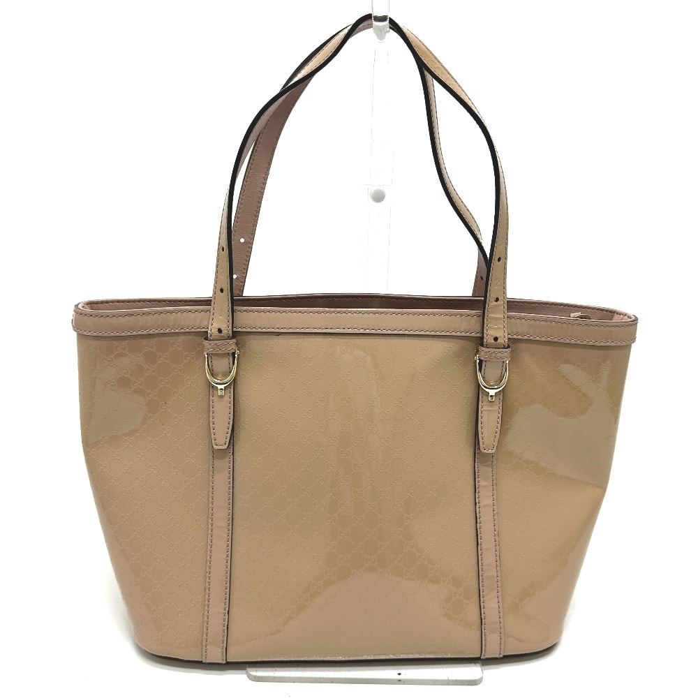 グッチ GUCCI マイクロGG 336776 ハンドバッグ トートバッグ エナメル ベージュ