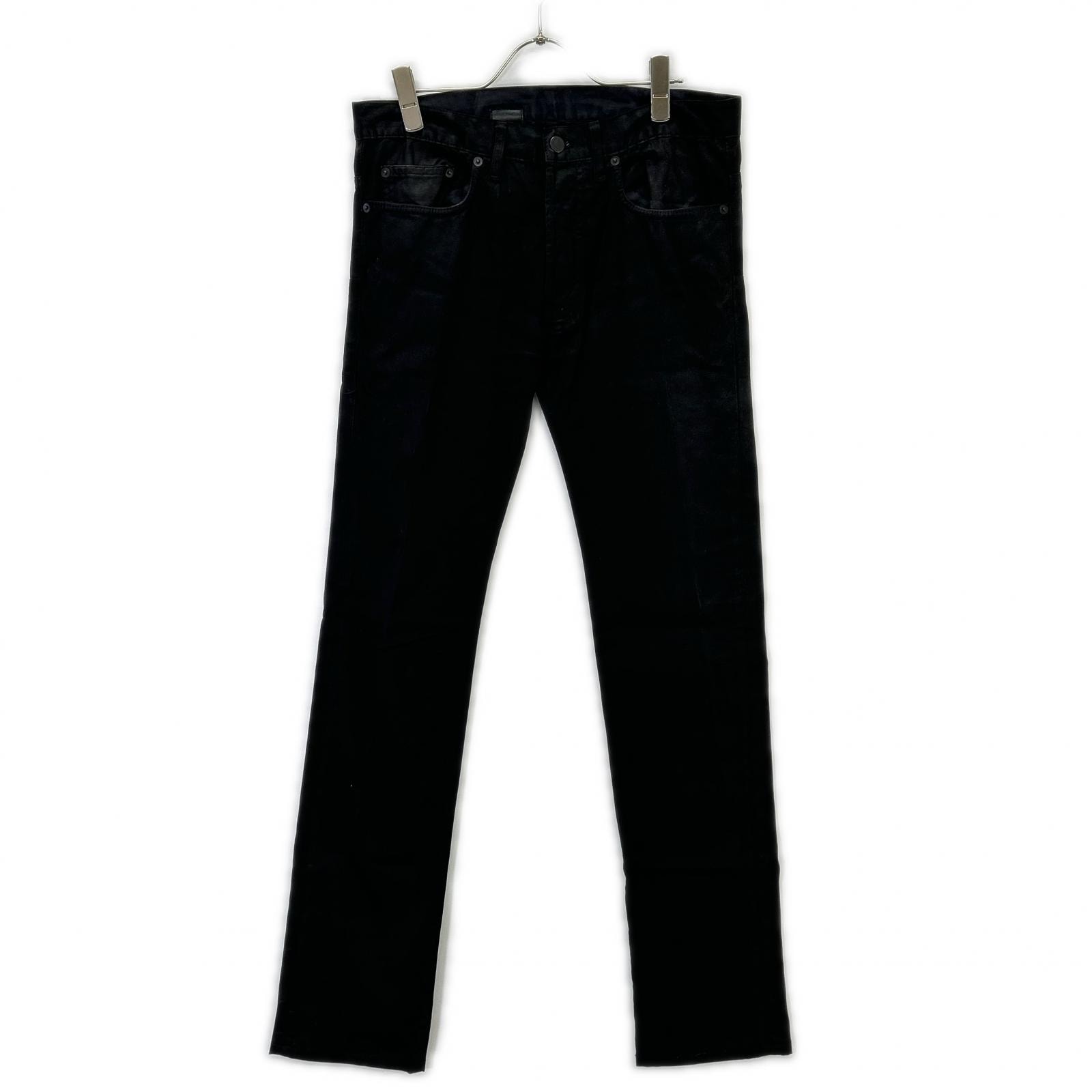 ディオールオム 08AW クリス期 8H3111080909 ブラック コットン コーティング ストレッチ スキニー パンツ 29