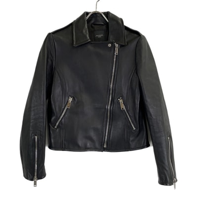 マックスマーラウィークエンド ブラック 544601996 ラムスキン ダブルライダースジャケット 38