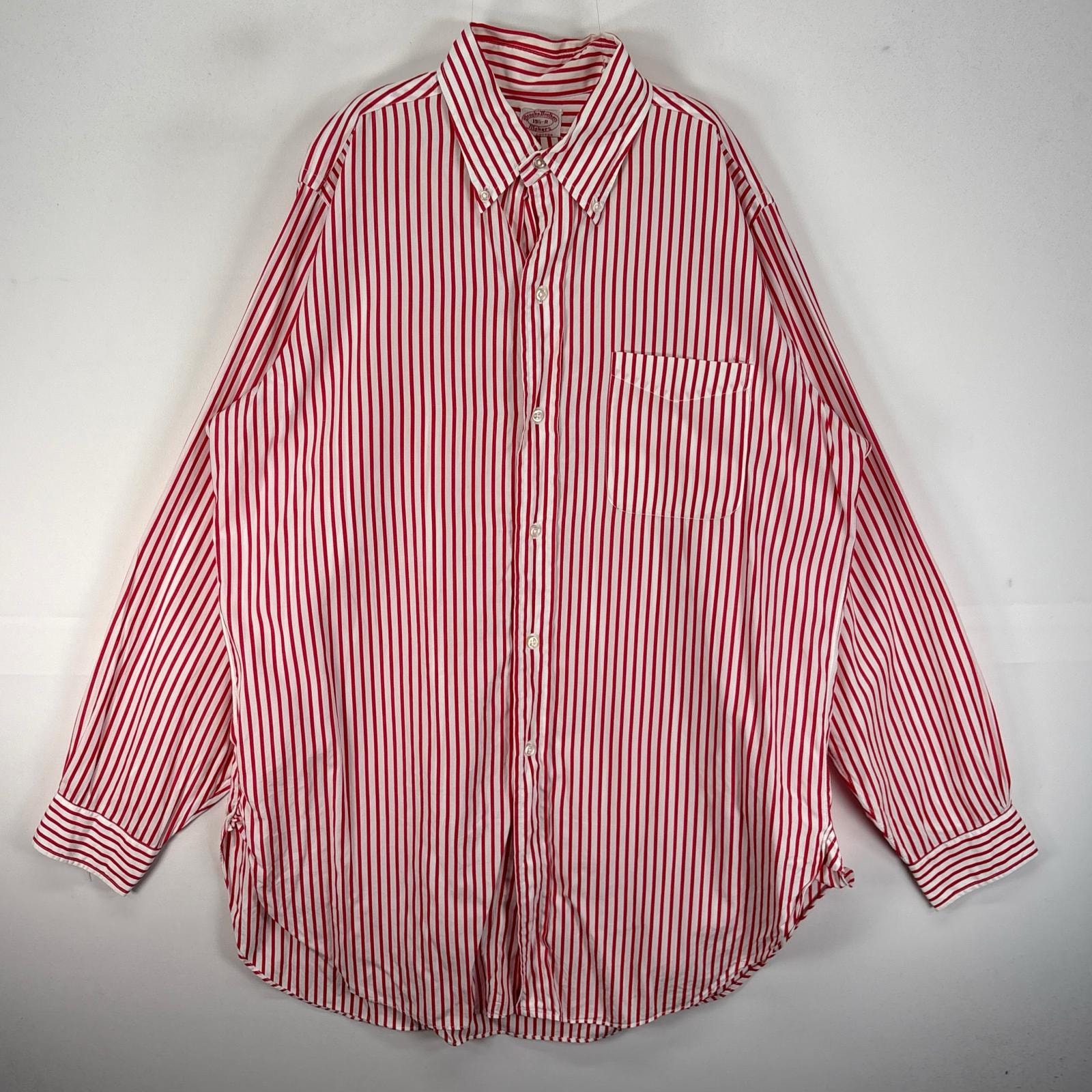 古着 60's/60年代 ヴィンテージ ブルックスブラザーズ Brooks Brothers 長袖シャツ メーカーズ 6ボタン M レッド系 ストライプ メンズ