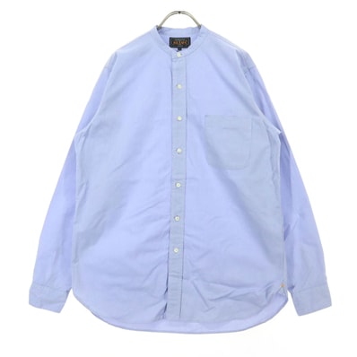 美品 BEAMS ビームス 長袖 バンドカラー コットンシャツ XS ブルー