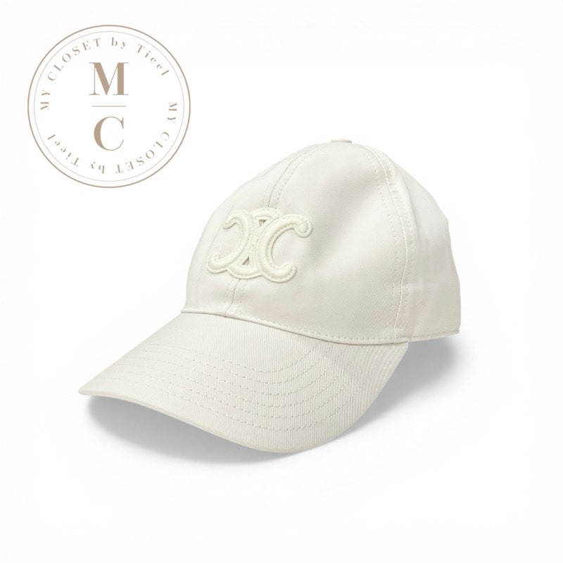 セリーヌ CELINE キャップ 帽子 コットン ベージュ アイボリー トリオンフ ベースボールキャップ