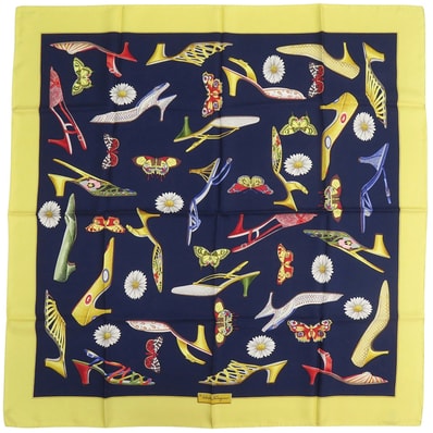 サルヴァトーレフェラガモ 靴柄 蝶 花 フラワー シルク